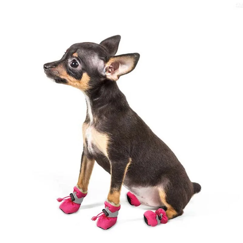 4pcs/set Waterproof Pet Dog Shoes Chihuahua Anti-slip Rain Boots Footwear For Small Cats Dogs Puppy Dog Pet Booties