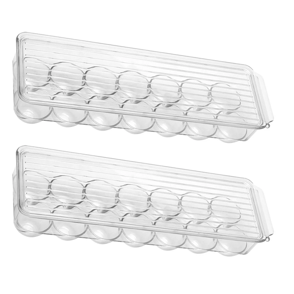 

2pcs Transparent Egg Storage Box Refrigerator PET Stackable Organizer Visible Tray Easy Access Holder Container Basket