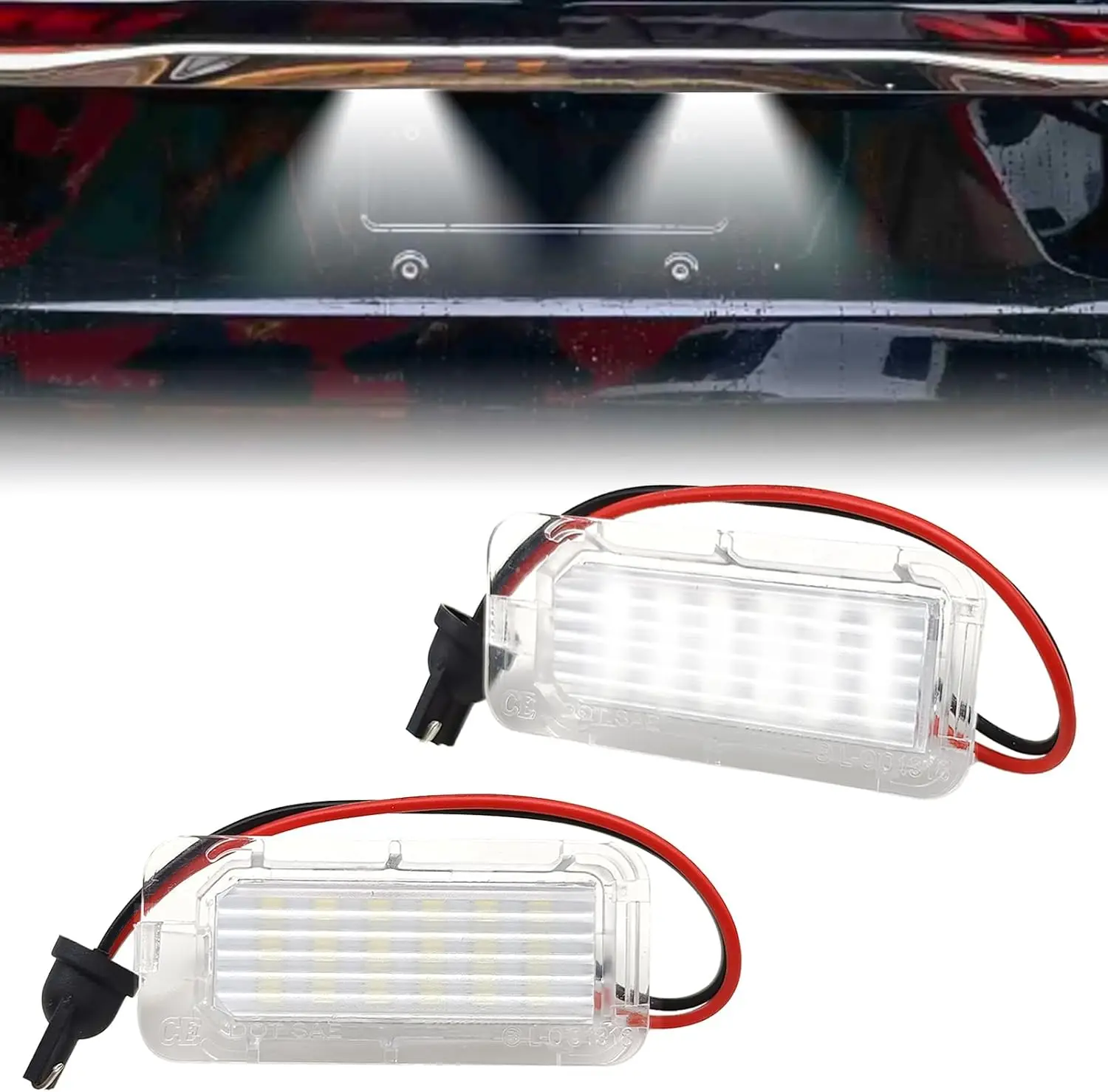 

2 шт. светодиодные фонари номерного знака, 18-SMD 6000K белые лампы заднего бампера в сборе, совместимые с Ford Explorer Escape Fiesta Fus