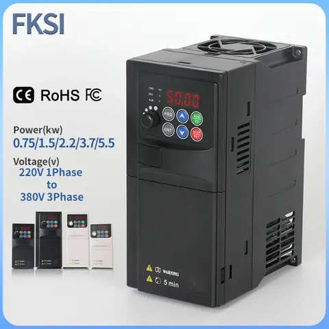 220V ~ 380V VFD 0.75KW/1.5KW/2.2KW/3.7KW/5.5KW 1상 ~ 3상 출력 가변 주파수 드라이브 모터 속도 제어 인버터