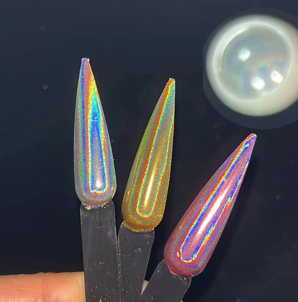 1 tarro de polvo holográfico para uñas, efecto espejo, brillo para uñas, láser cromado, pigmento de Metal iridiscente para uñas, polvo, decoración artística para uñas # *4