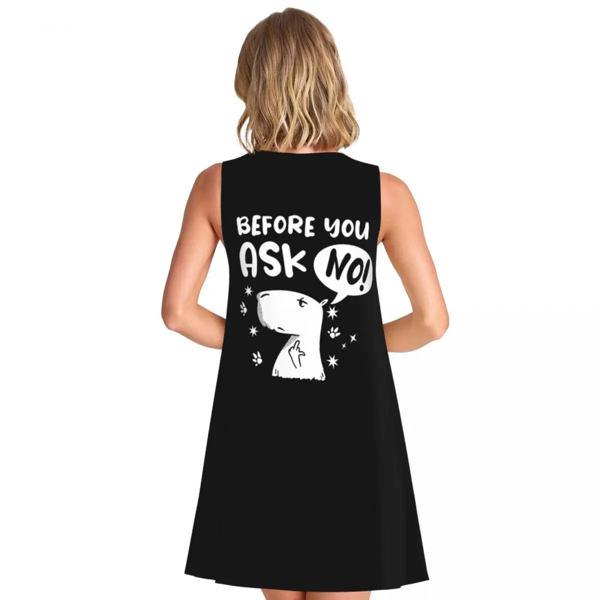 فستان كابيبارا مضحك للنساء بدون أكمام للشاطئ والسفر على الشاطئ فستان كاجوال بدون أكمام #2