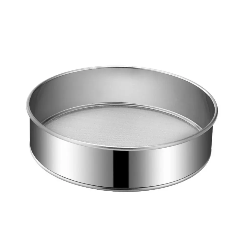 Round Flour Sieve Stainless Steel Silver Mesh Flour Sifter 15/20/25/30cm Ultra-fine 60 Mesh Flour Sifting Sieve Flour Sugar