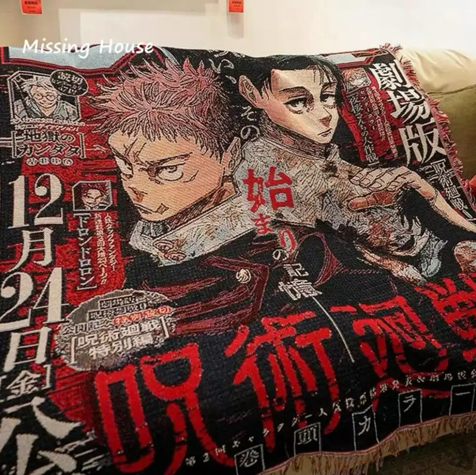 

Anime JuJu Handmade Throw Cotton Woven Blanket Tapestry Bedspread Beach Sofa Cover Mat Rug Tassel