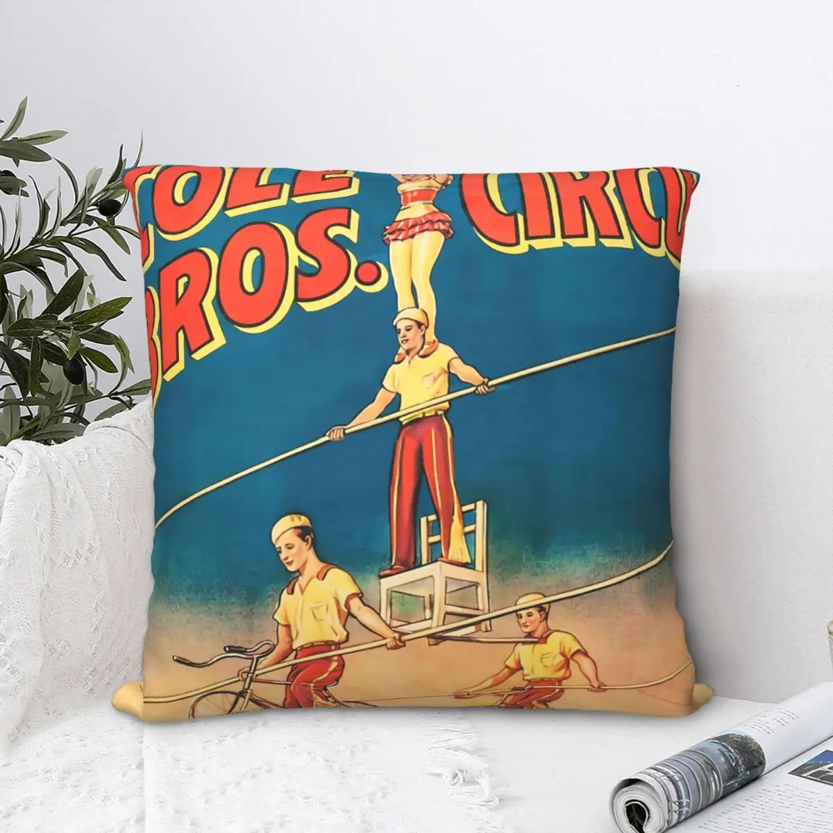 

Cole Circus Bros The Great Grimes Acrobatic And Aerialists Vintage Poster Throw Pillow Case Art Cushion For Home Hug Pillowcase