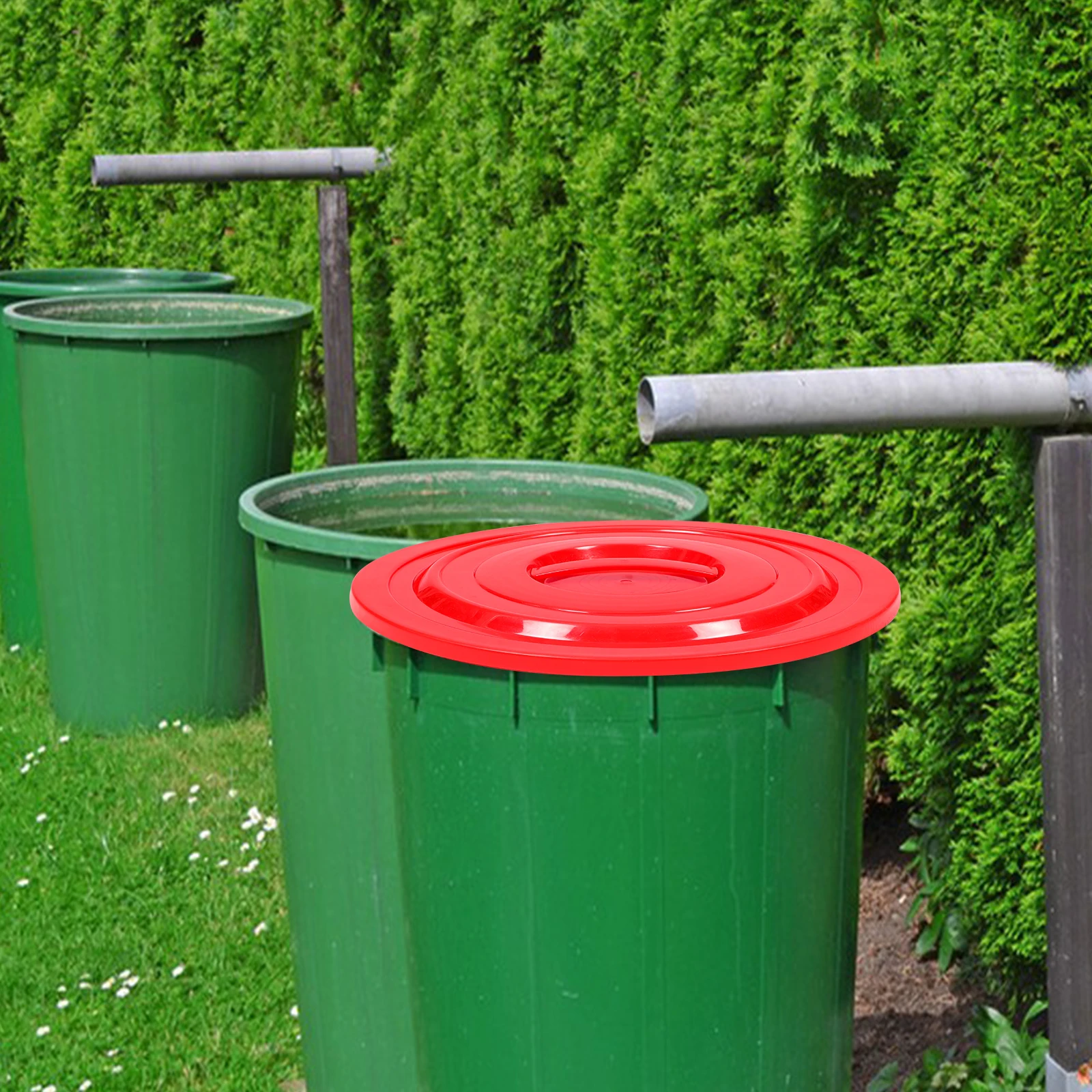 

Heavy-Duty Plastic Trash Can Replacement Cover Outdoor Garbage Bin Lid Odor-Proof Waste Container Cover For Parks