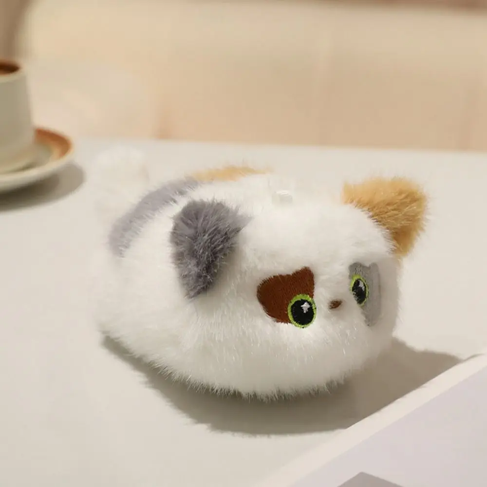 Stuffed Animals Black Cat Plush Keychain Cartoon Fluffy Orange Cat Dolls Pendants Round 16cm Grey Cat Plush Dolls Children