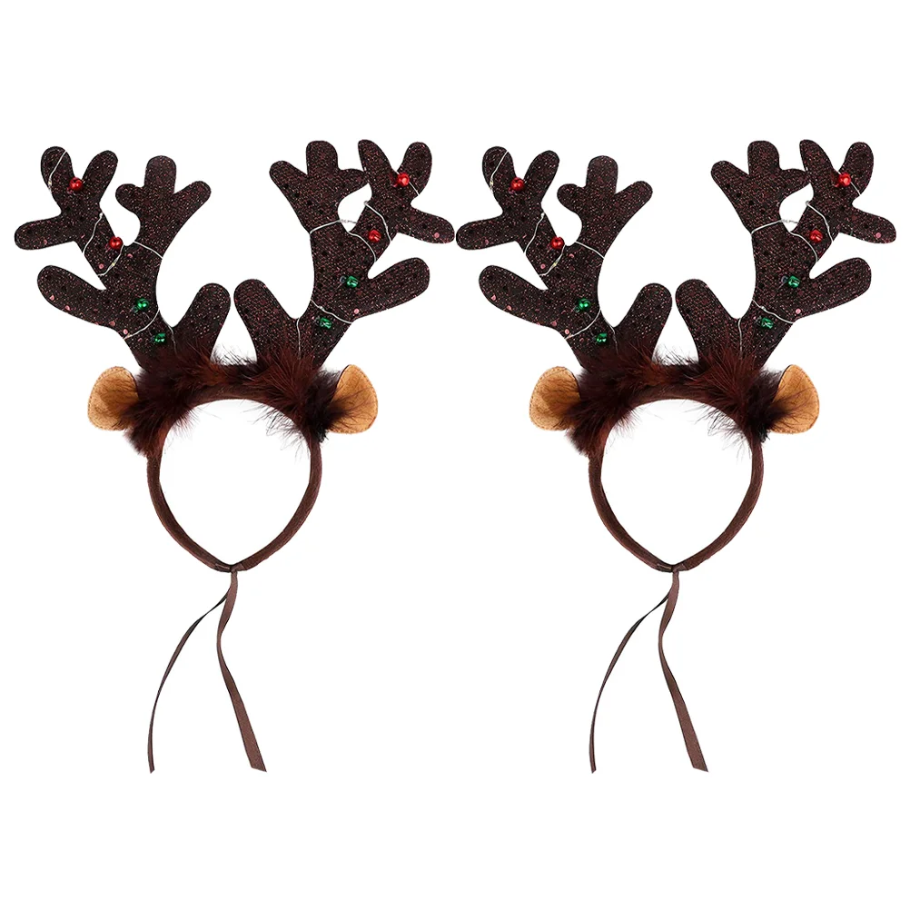 Pet Antler Headband Christmas Reindeer Glowing Hair Hoops Luminous Clasp Headdress Xmas Accessories Headpiece Cat Hair-hoops