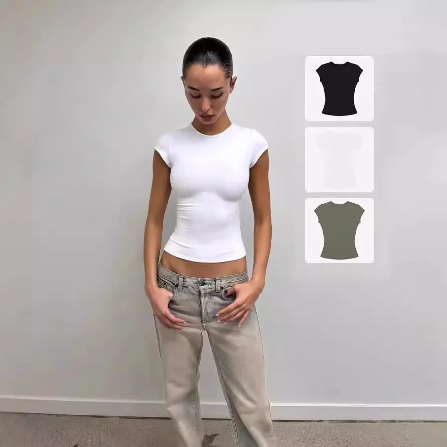 

Tank Summer Women's Round Neck Pure Color T-Shirt, Baby Tee with Good Fit, Slim Fit and Very Comfortable Fabric