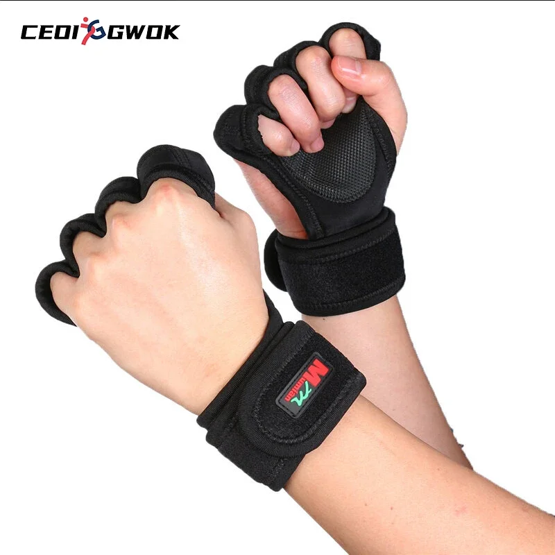 

CEOI GWOK Eight Lifting Training Gloves Women Men Fitness Sports Body Building Gymnastics Grips Gym Hand Palm Protector Gloves