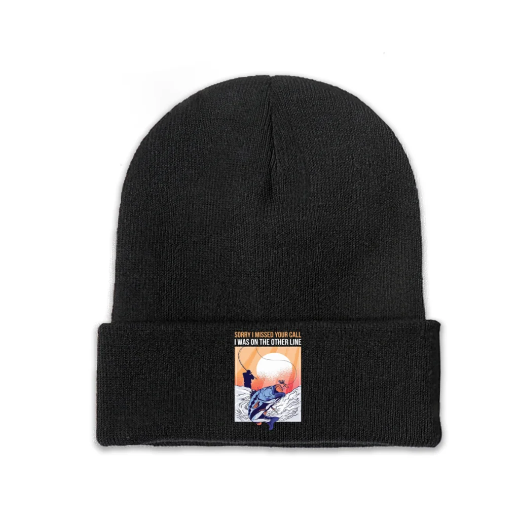 

Carp Fishing Fisher Skullies Beanies Caps I Was On The Other Line Knitted Winter Warm Bonnet Hats Unisex Ski Cap