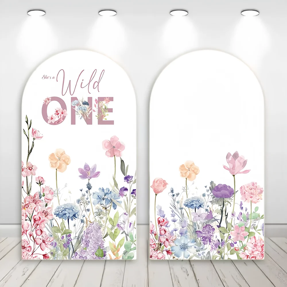 Arch Backdrop Custom 2-Sided Covers Purple Pink Butterfly Flower ONE Birthday Party Decor Girls Baby Shower Background