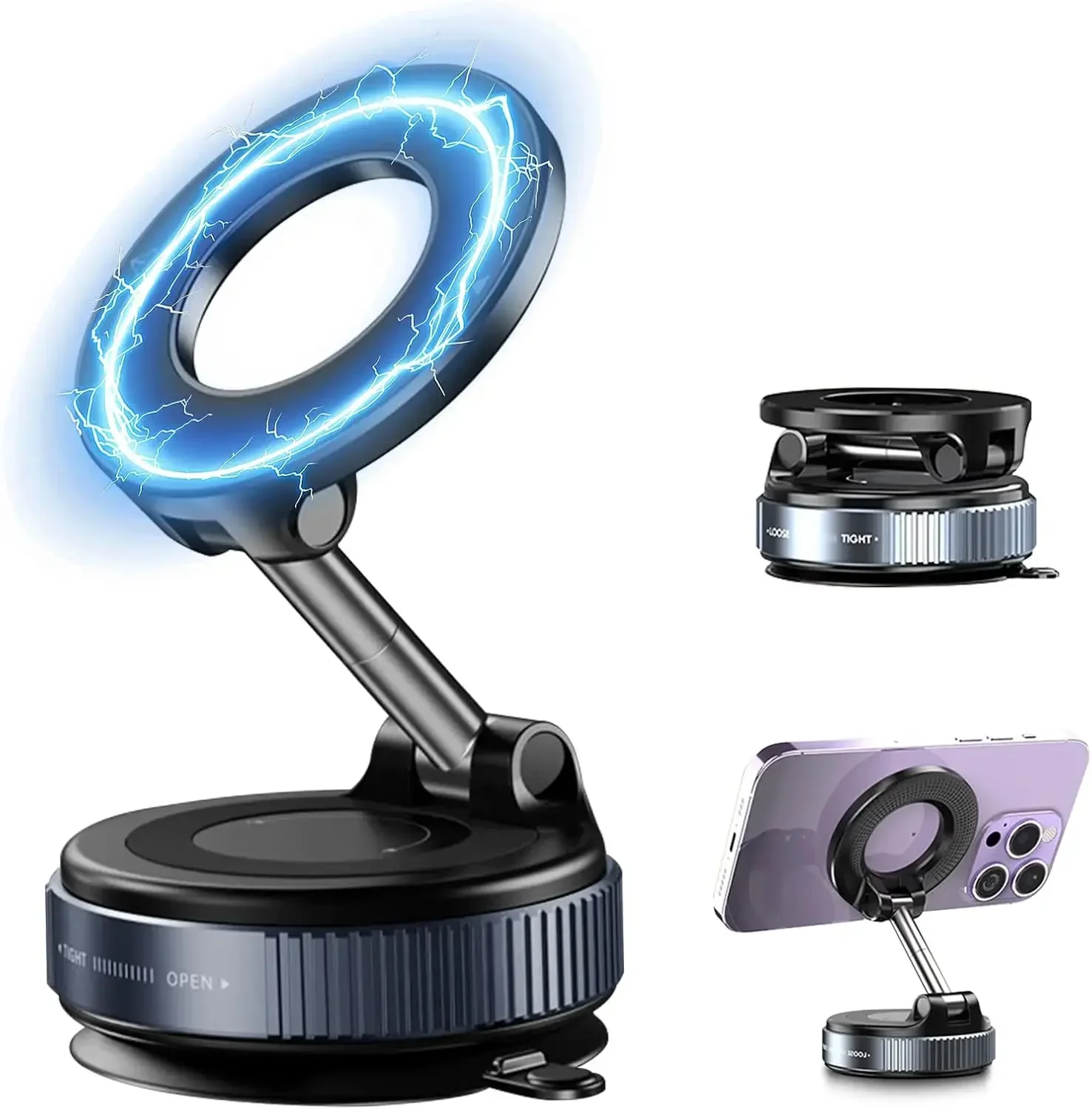 

Pop Magnetic Phone Mount 360° Rotatable Suction Holder, MagSafe Compatible For IPhone & Android Devices. Suited For Car, Kitchen