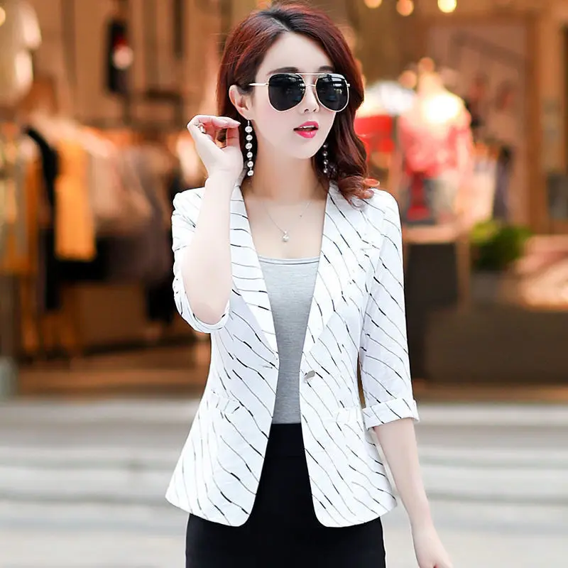 Summer New Women\'s Suit Jacket Loose Fitting Professional Office Blazers