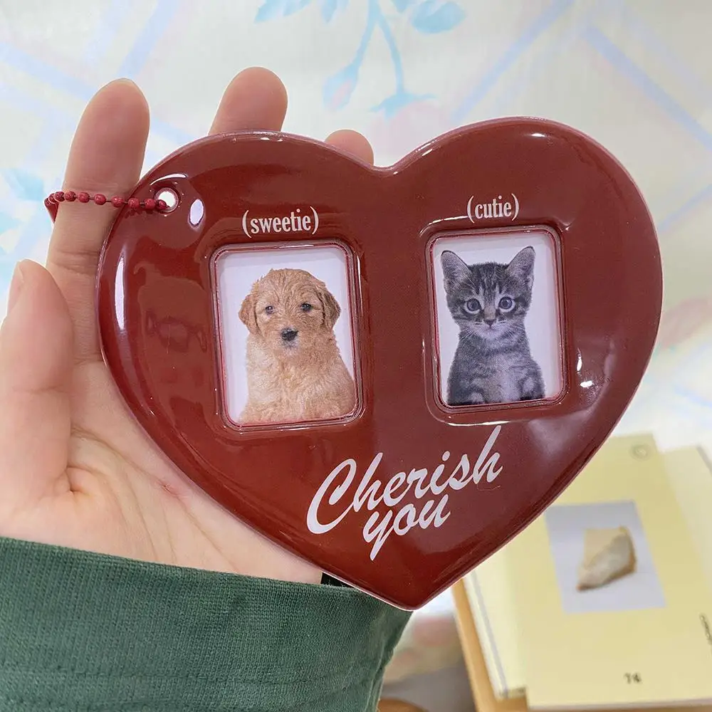 Love Heart Shape Photo Card Holder for Women Lovers Fashion Idol Photo Frame Korean Style Cute Pendant PVC Card ID Holders