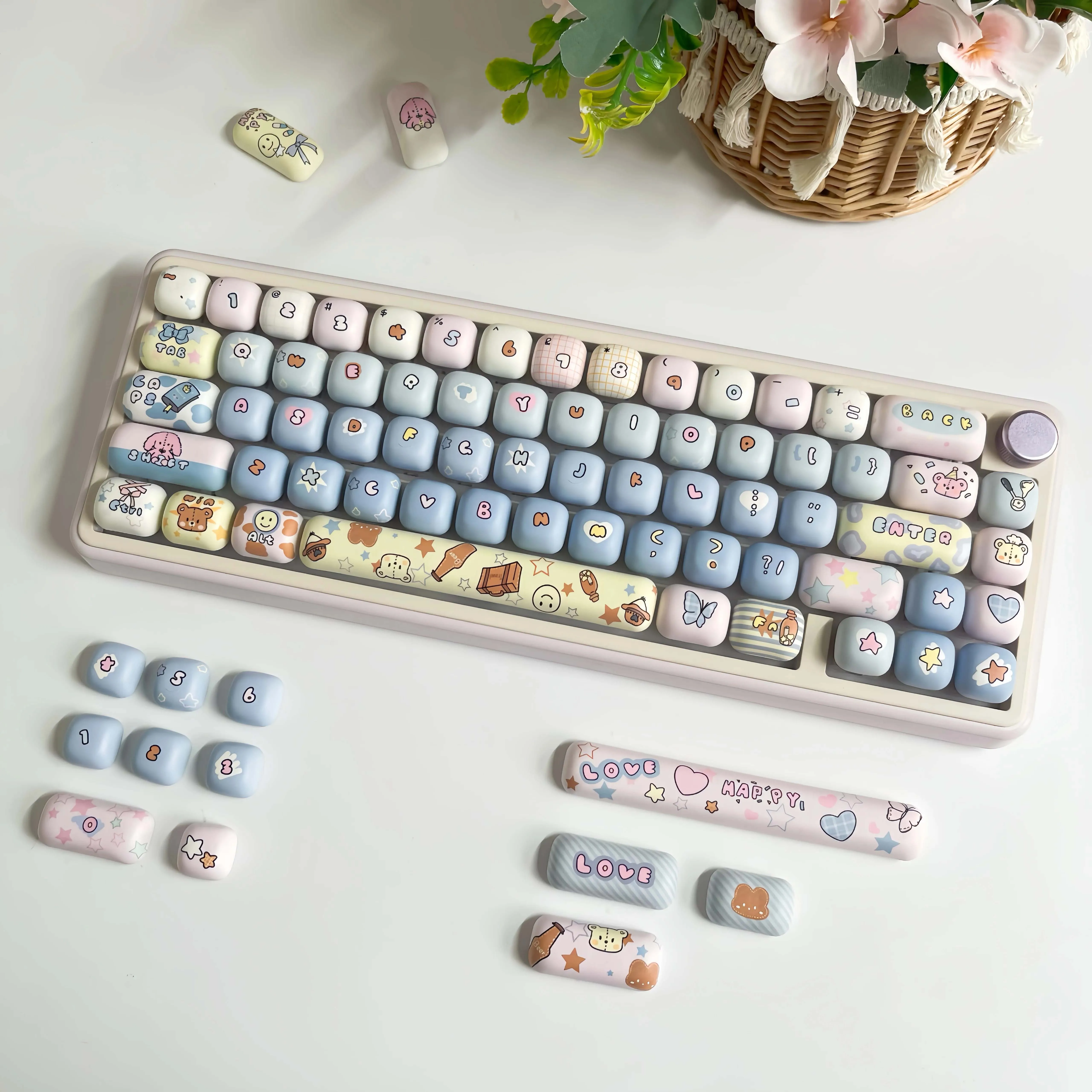 Kawaii Pastel Party Mog Profile Keycaps (135 Keys) - Special Edition
