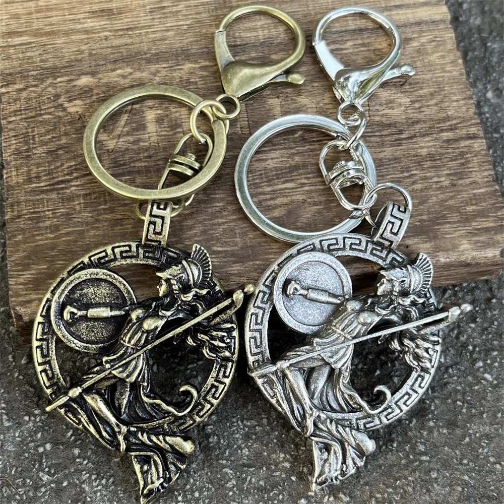 Nostalgia Greek Goddess Metal Keychain Mythology Minerva Athena Warrior Viking Key Accecories For Women Mothers Day Gift