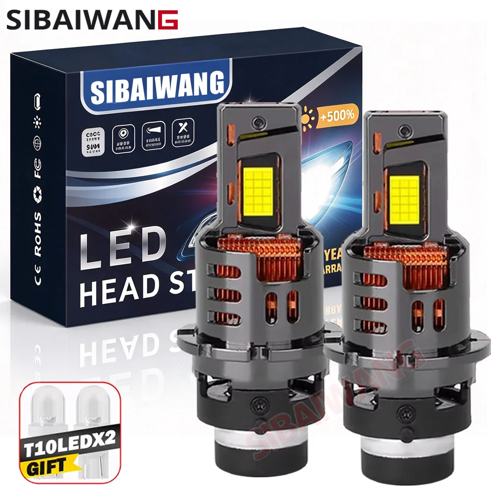 SIBAIWANG Car D1S D3S LED Canbus Headlight Bulbs D2S D4S Led Auto Head Lamp High Low Beam Plug Play Headlight Bonus D5S D8S 12V