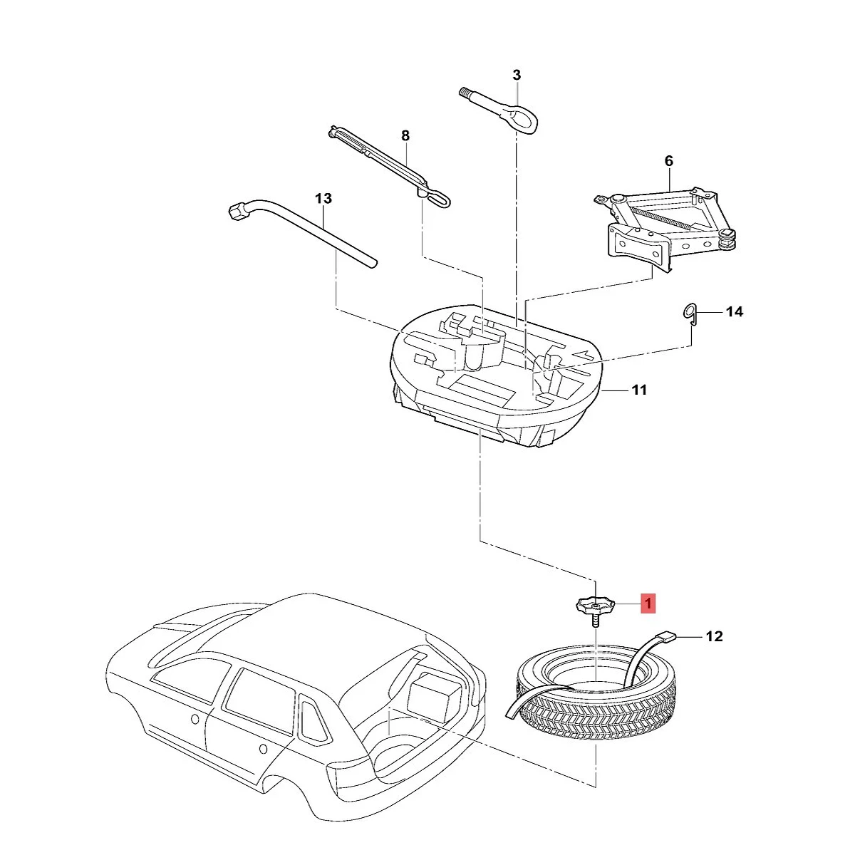 22G803899 New Trunk Wheel Spare Tire Hold Down Wing Backup Nut For VW Polo plus Tcross 2019 2020 2021 22G 803 899