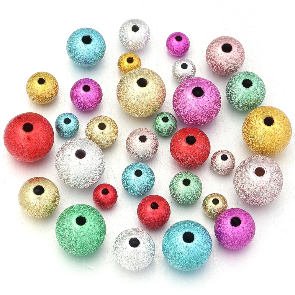 

50/100pcs 6 8 10 12mm Color Round Acrylic Spacer Beads Frosted Ball End Seed Beads For Decoration Making DIY Accessories