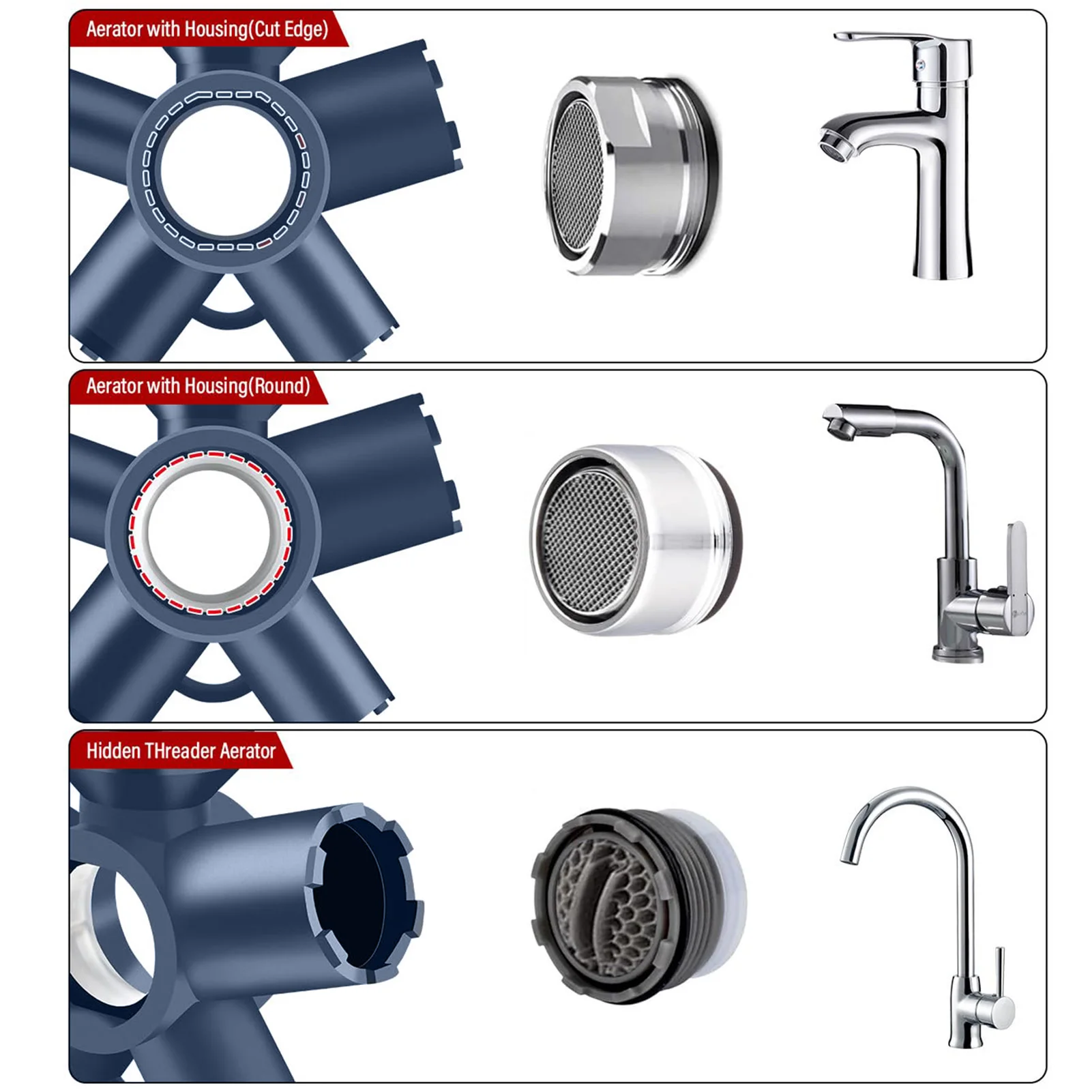 Universal Faucet Aerator Removal Tool Professional for Kitchen Bathroom Sink Maintenance ABS Heavy Duty Plumbing Wrench