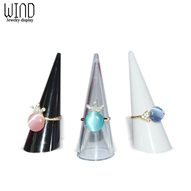 Portable Acrylic Finger Cone Model Ring Storage And Carrying Stand Rack Holder Counter Top Mini Jewelry Display Show Case Shelf