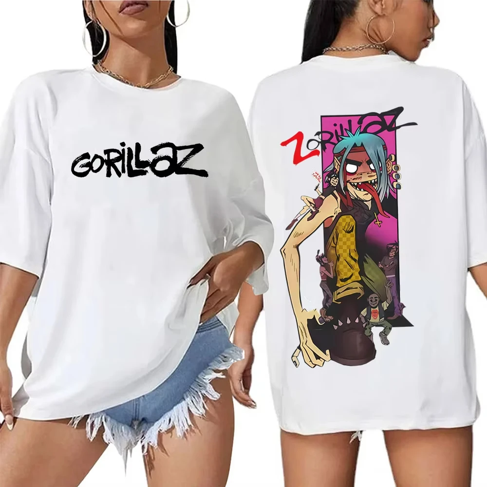 Gorillaz Band T-shirt Women's Hip Hop Rock Fashion Streetwear Female High Quality Soft Short Sleeve Tshirt