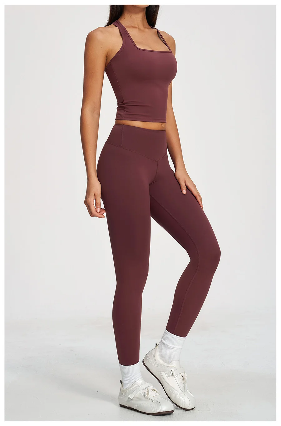 Yoga-Set 2-teilig Damen Fitness Sportbekleidung Naked Feel Sport-BH Gym Laufhose Po-Formende Leggings Workout-Outfit Activewear – Detail 23