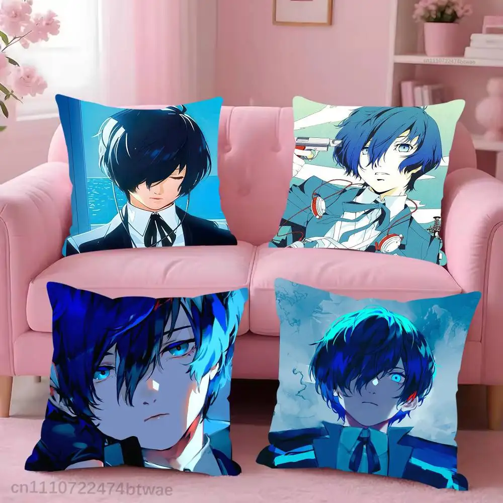 P-Persona 3 Makoto Yuki Pillow Case For Sofa Bedroom Living Room Plush Cushion Cover Decorations and Protector