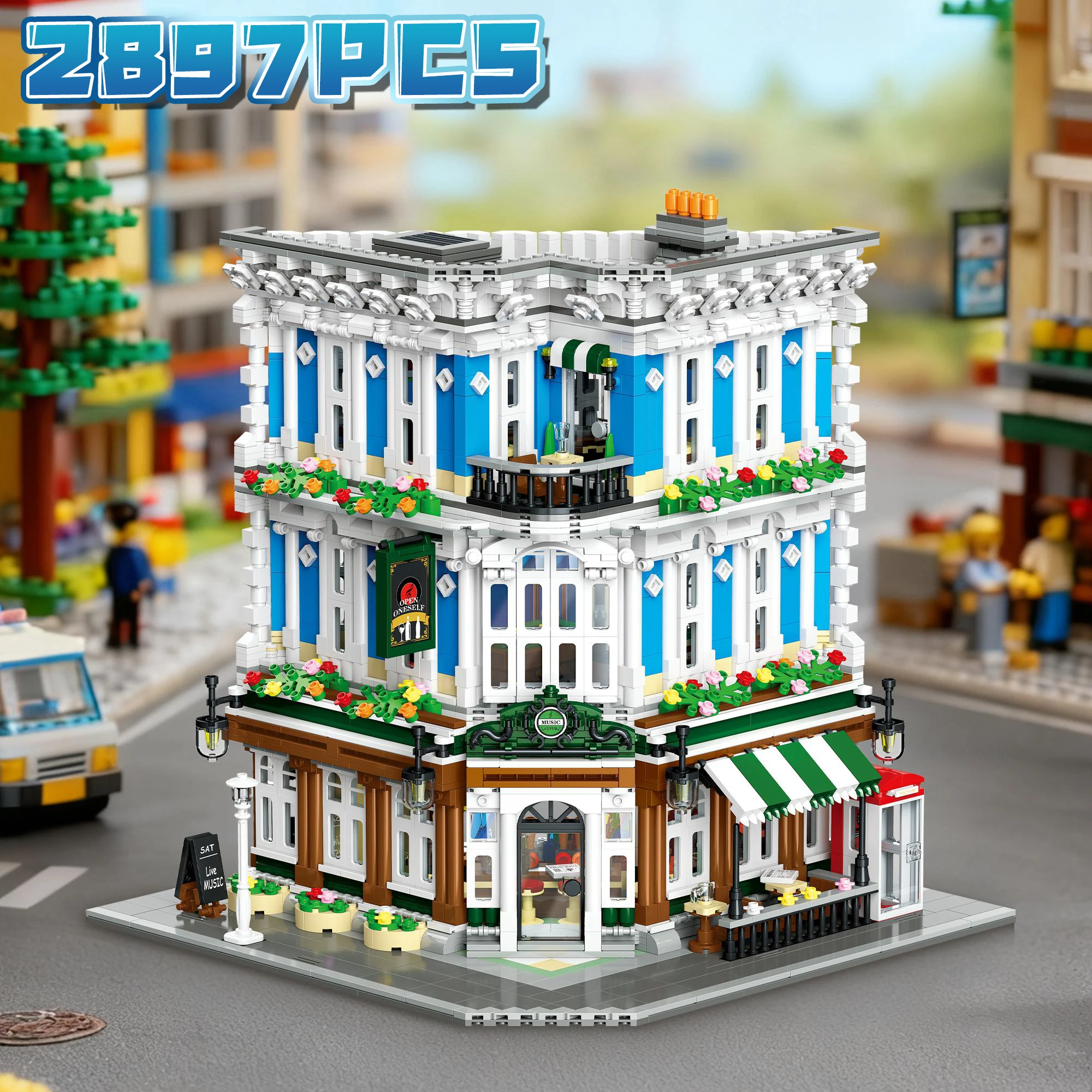 

Конструктор MOC Music Club DIY: Архитектурный набор «Городская улица» с сценой и инструментами, микро-модель для взрослых коллекционеров