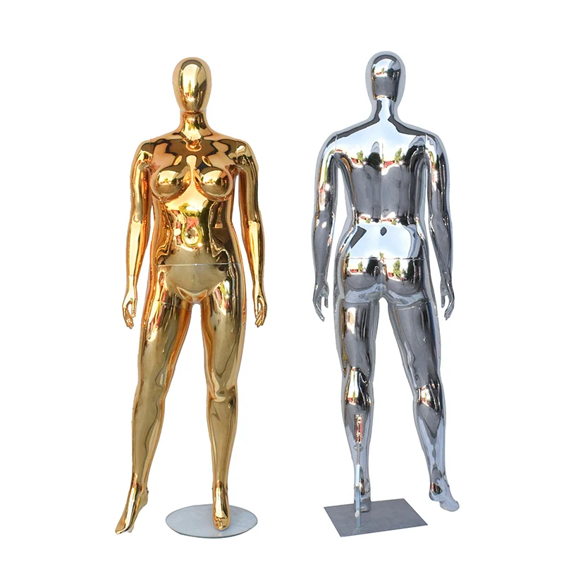 High quality luxury display plus size female plastic chrome mannequin