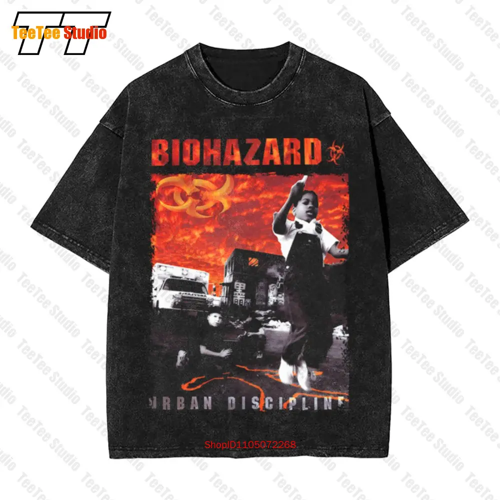 Biohazard Band Urban Discipline Basic Black Short Sleeve Vintage Oversized T-Shirt Vtg H5719 RSMN