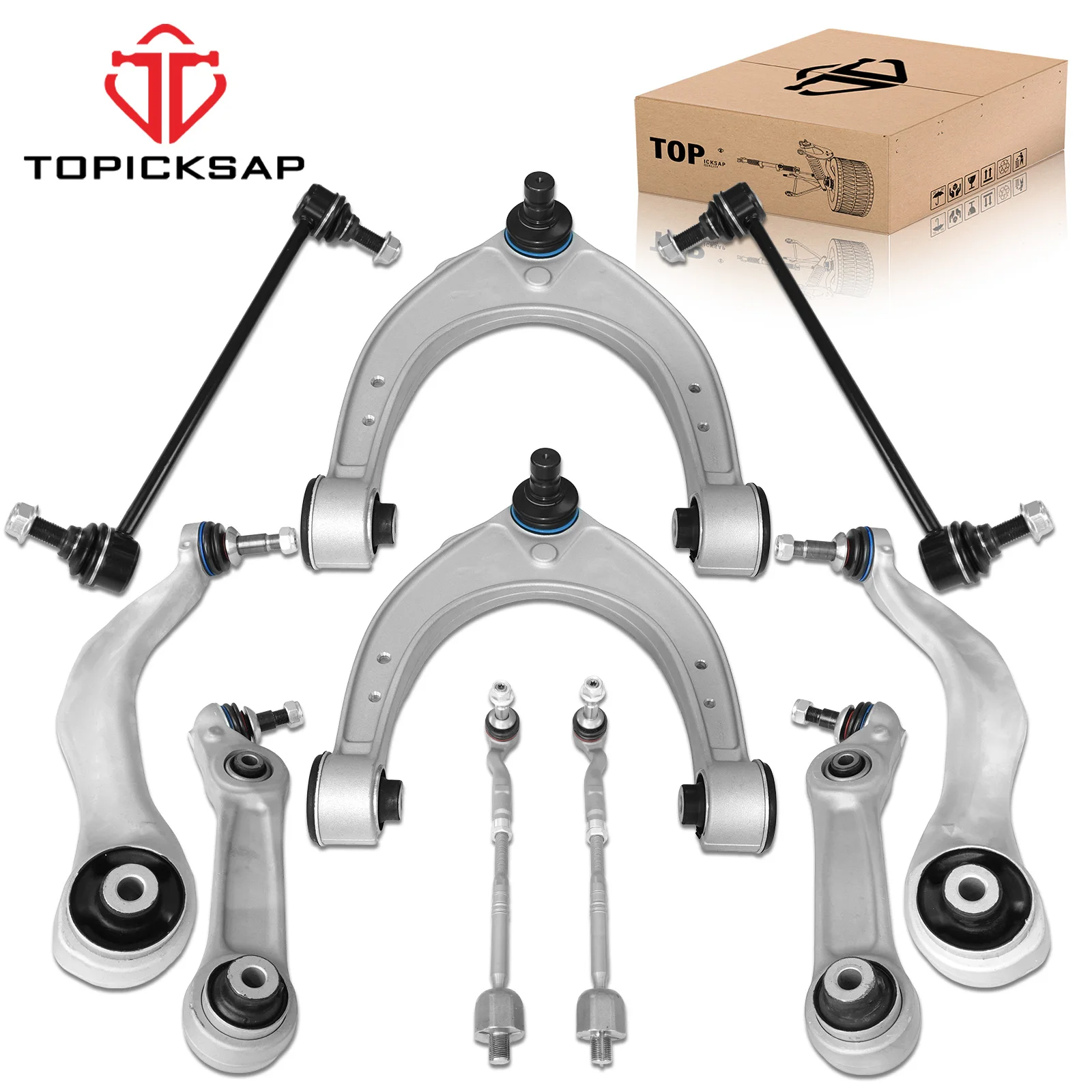 TOPICKSAP 12Pc Front Upper Control Arm Tie Rod End Sway Bar Link for BMW 5/6-Series F10/F06/F12/F13 RWD 528i/535i/550i/640i/650i