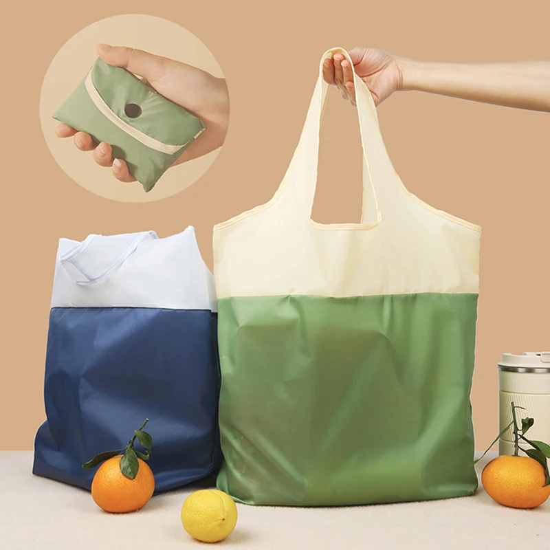 Recycled Polyester Waterproof Shopping Bags Portable Foldable Storage Bags Large Capacity Eco-Friendly Shoulder Handbag