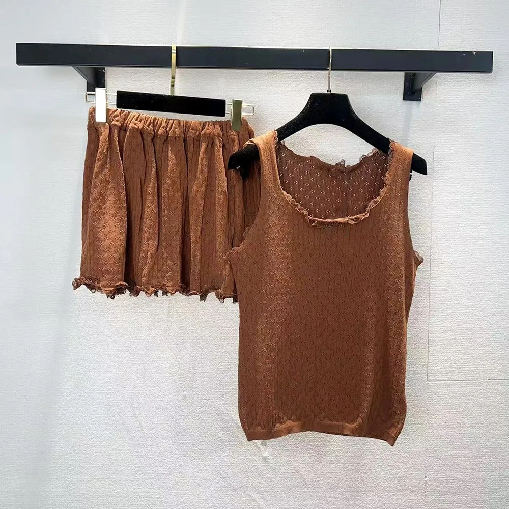 

High-quality 2026 new women's sleeveless blouse mini skirt set, fashionable summer two-piece set xy2641561