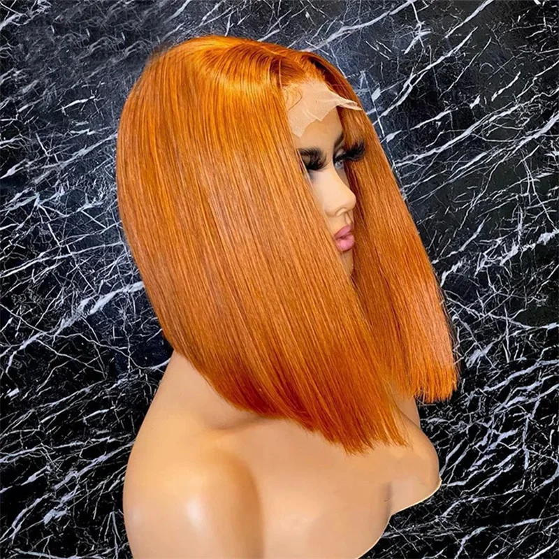 Orange Straight 180Density 26Inch Long Lace Front Wig For Women With Baby Hair Preplucked Daily Glueless