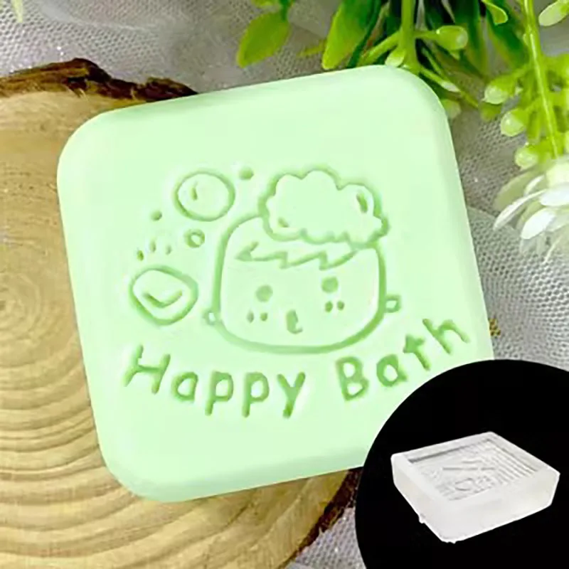 Custom Lovely Bath Enjoy Pattern Soap Stamp Mini Transparent Acrylic Clear Sealing Seal For Handmade Soap Making Supplies Kits