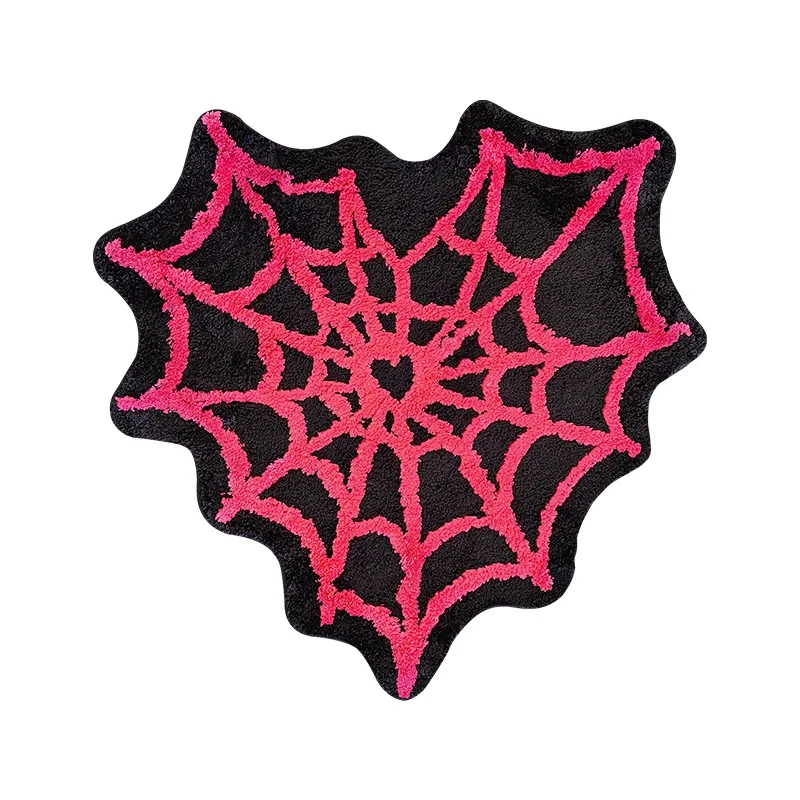 Spider Web Tufted Rug Doormat Carpet Tufted Rectangle Non-slip Bath Mat Soft Plush Fullfy Rug Home Decor Living Room Bedroom