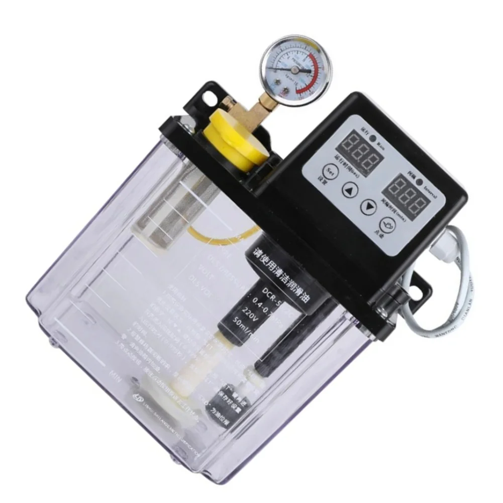 110V Lubricating Oil Pump with Digital Control Panel Adjustable Run Interval 1 999s for CNC Machine Tool Maintenance