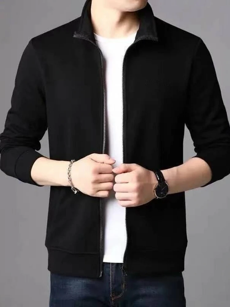 Men's Baseball Sle Jaet Stand Collar Workwear Spring Autumn Korean Version Sweatirt Top B327 Slim Fit Mixed Fabric