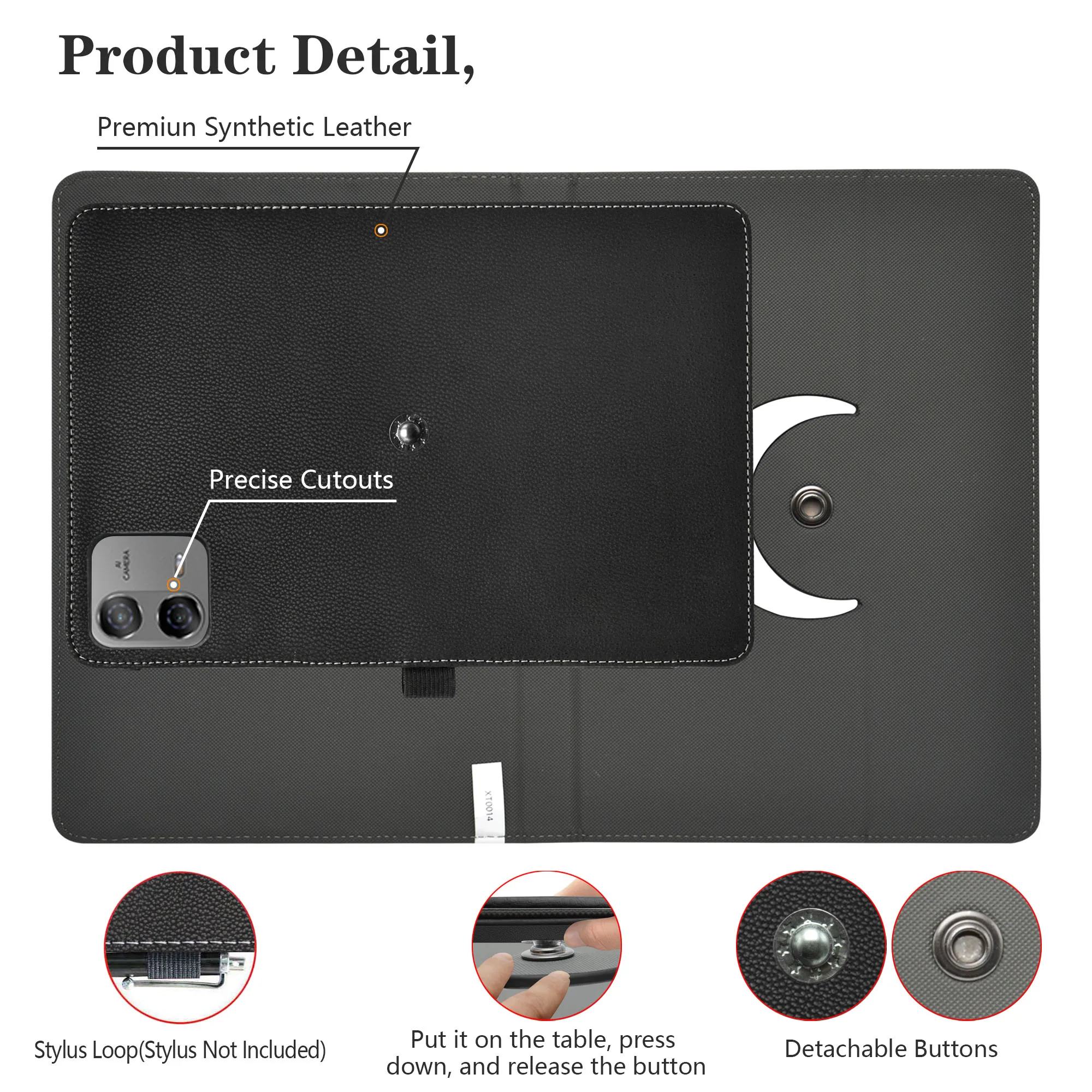 Fotografia 5: Capa giratória para tablet HUION Kamvas Slate 13 de 12,7 polegadas, capa de couro PU com rotação de 360 ​​graus