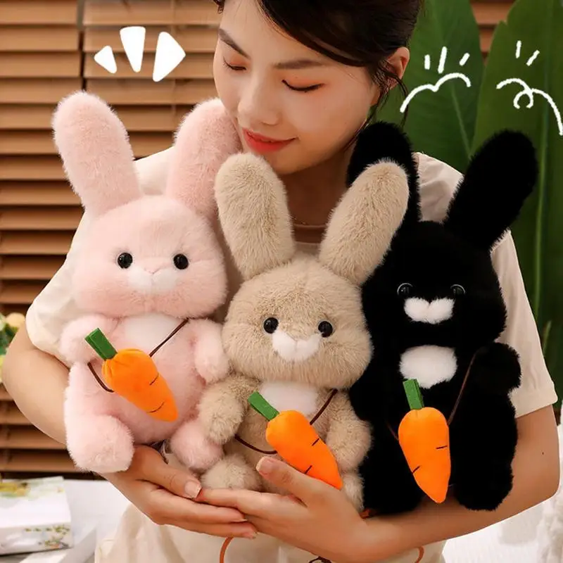 Easter Bunny Plush Toy Sitting Small Stuffed Animal Carrot Rabbits Plush Doll Plushies Pillow Cuddly Companion For Kids Adults