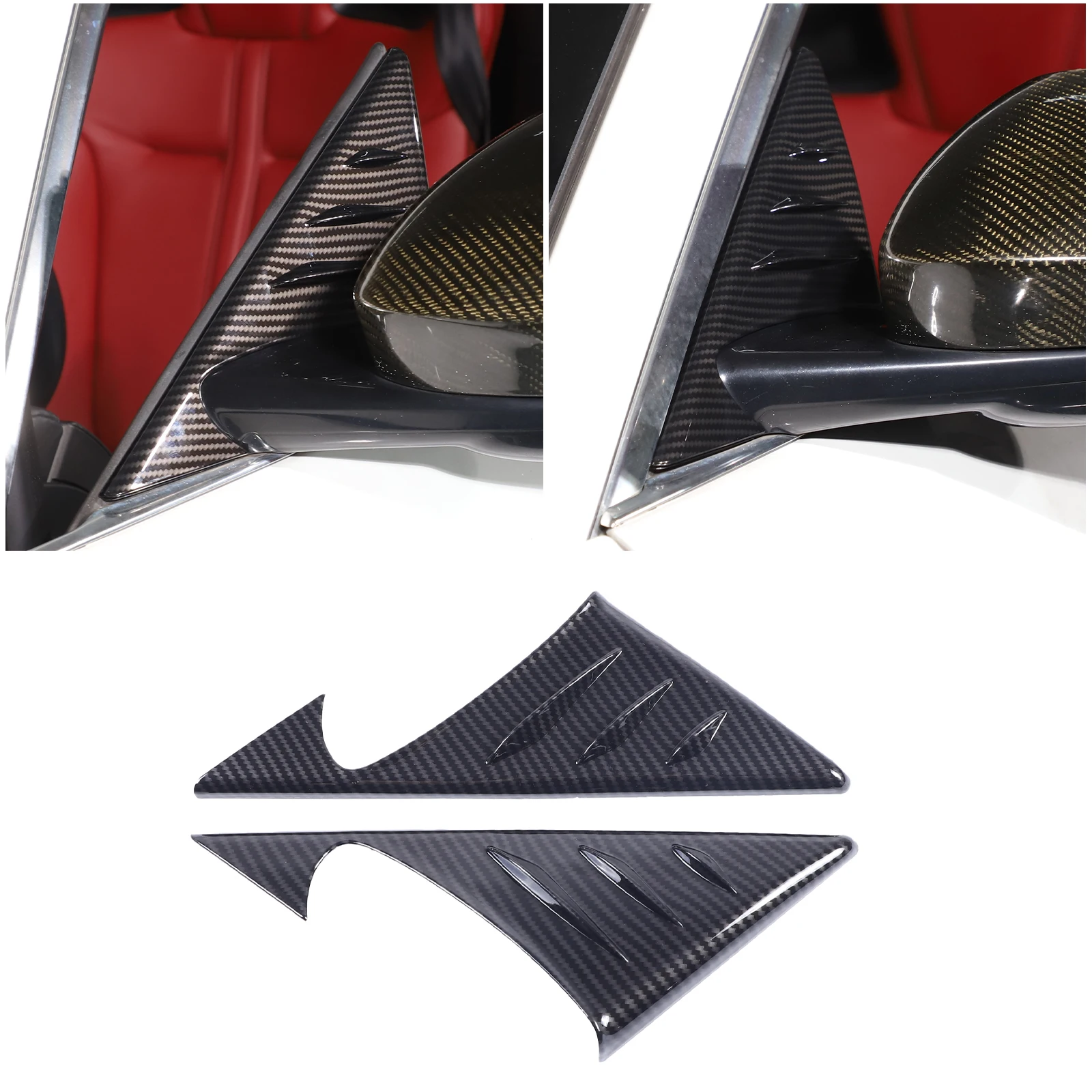 ABS Carbon Fibre Pattern Rearview Mirror Side Triangle Spoiler Cover Frame Trim For Jaguar F-TYPE 2013-2023 Car Accessories