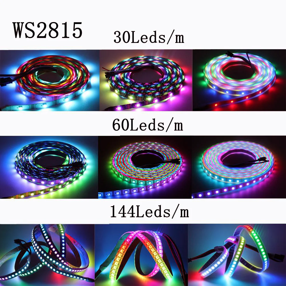 WS2815 sogno che cambia colore Striscia LED RGB Luci LED indirizzabili individualmente Doppio segnale 30/60/144 LED/M IP30/65/67 DC12V