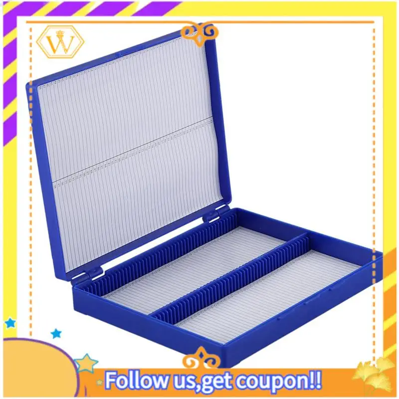 A01K-8X Royal Blue Plastic Rectangle Hold 100 Microslide Slide Microscope Box