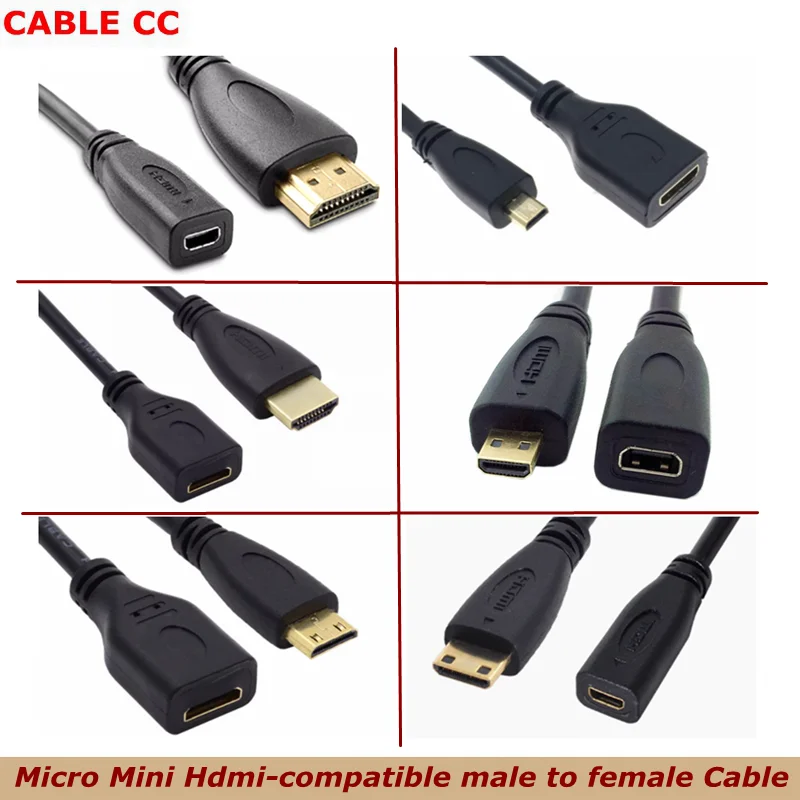 15cm Micro Mini HDMI - compatible Male/Female to A/C/D Male/Female Camera, Tablet Computer, TV Video Connection HD Cable