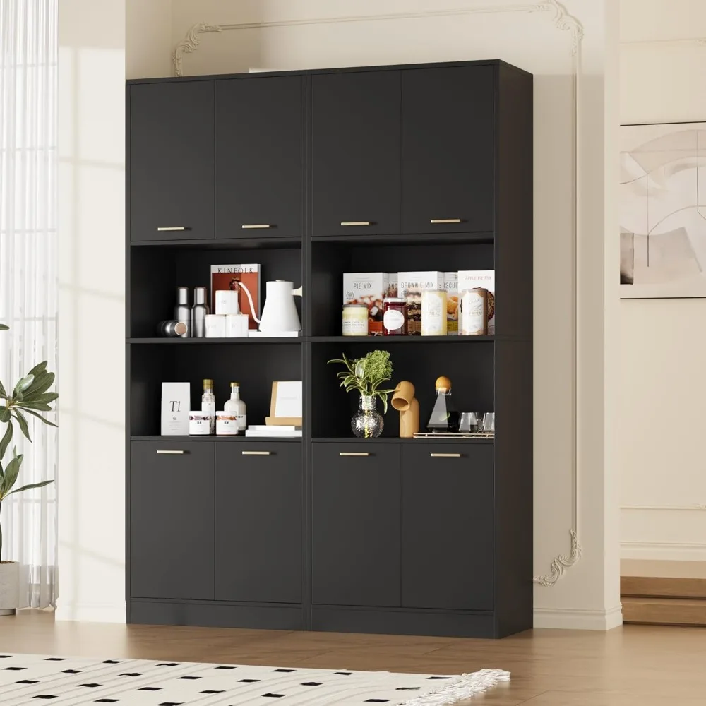 Mueble de despensa, mueble de despensa de cocina con puertas y estantes ajustables, gabinetes de cocina, aparador para comedor