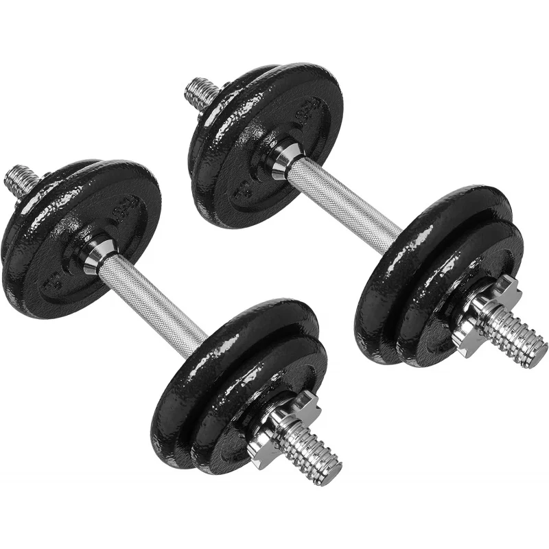 Adjustable Dumbbell Hand Weight Set, 38 Pounds, Black