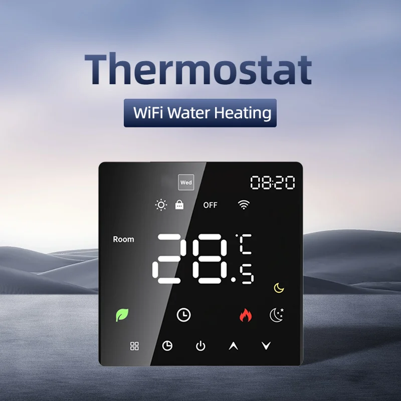 Smart Thermostat for Home Touchscreen WiFi Voice Tuya App Programmable Temperature Control IP20 Protection Auto/Manual Mode