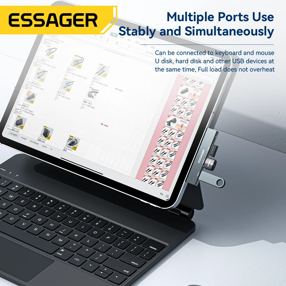 Essager 3 in 1 Type C to USB Hub 3 Ports C Extended Plug Portable USB C High Speed USB Hub For Macbook Pro Computer Accessories